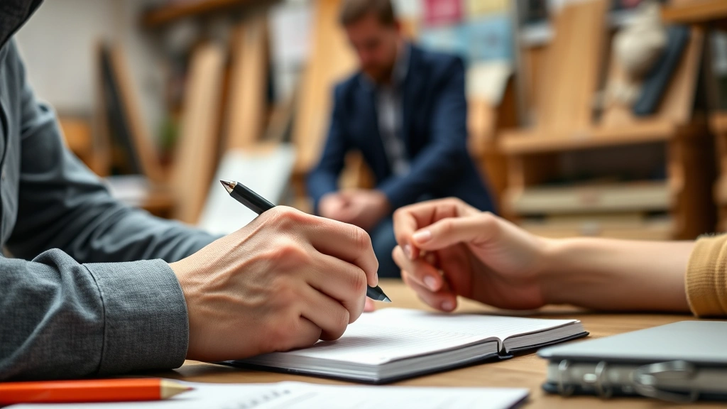 how to become a school counselor -
photorealistic hands of counselor taking notes during counseling session with s