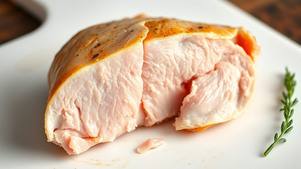 how to boil chicken breasts -
photorealistic close-up macro photography of cut chicken breast showing juicy i