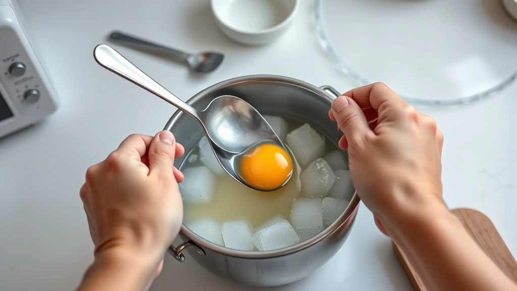 how to boil eggs in microwave -
Photorealistic hands working in a kitchen workshop setting: hands transferring 