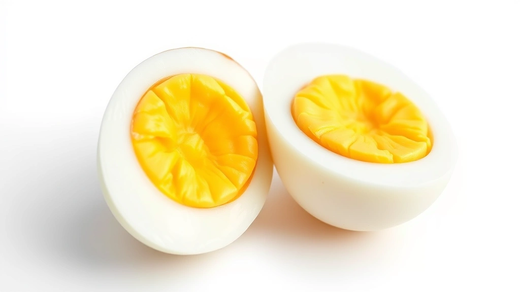 how to boil eggs in microwave -
Photorealistic close-up macro photography of a cut hard-boiled egg in half show