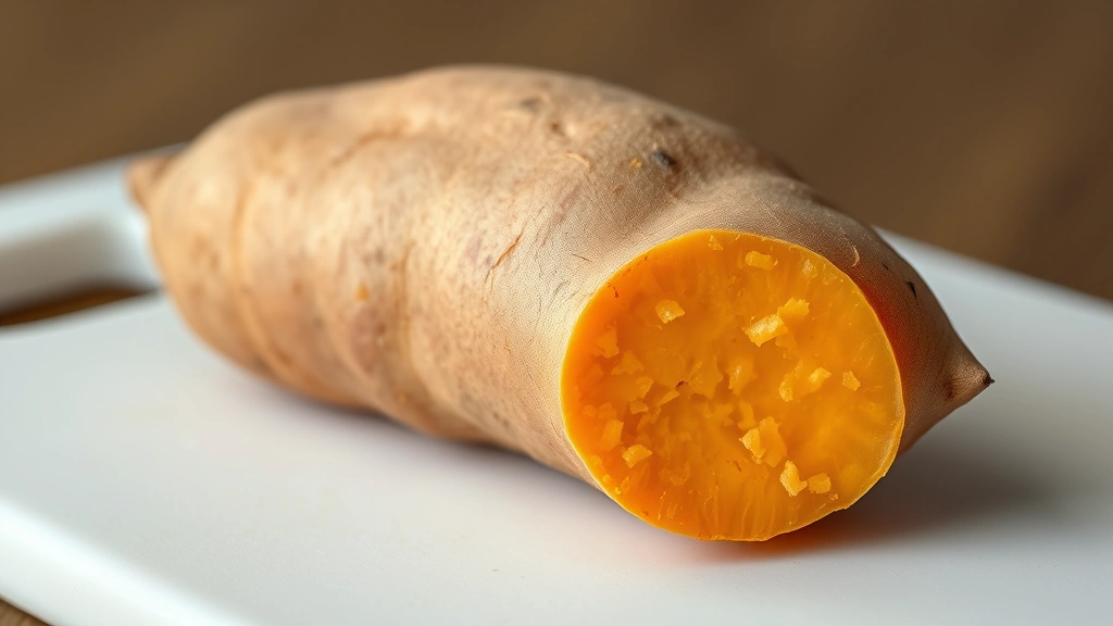 how to boil sweet potatoes -
Photorealistic close-up macro photograph of a freshly peeled boiled sweet potat