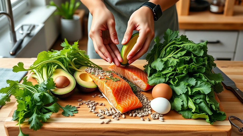 how to boost progesterone levels -
Photorealistic hands holding fresh vegetables and whole foods – salmon, a
