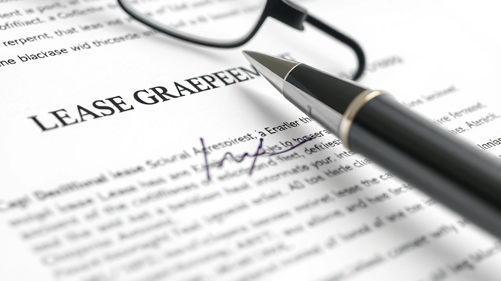 how to break a lease -
photorealistic close-up macro shot of a signed lease agreement document with pe