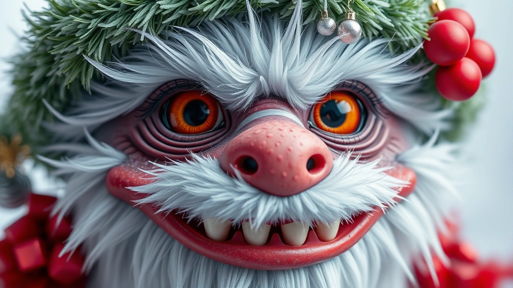 how to breed yool -
Photorealistic close-up macro photography of Yool monster’s festive detai