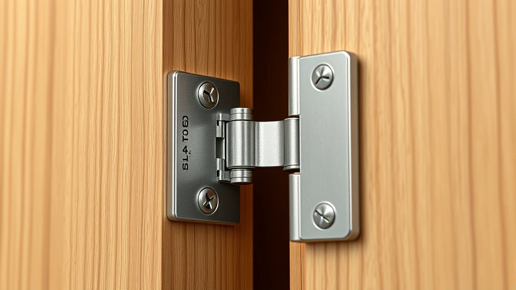 how to build cabinets -
Photorealistic close-up macro photography of cabinet hinge installation on wood