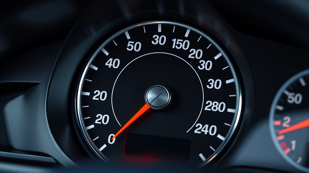how to calculate instantaneous velocity -
photorealistic close-up macro photography of a car’s speedometer needle p