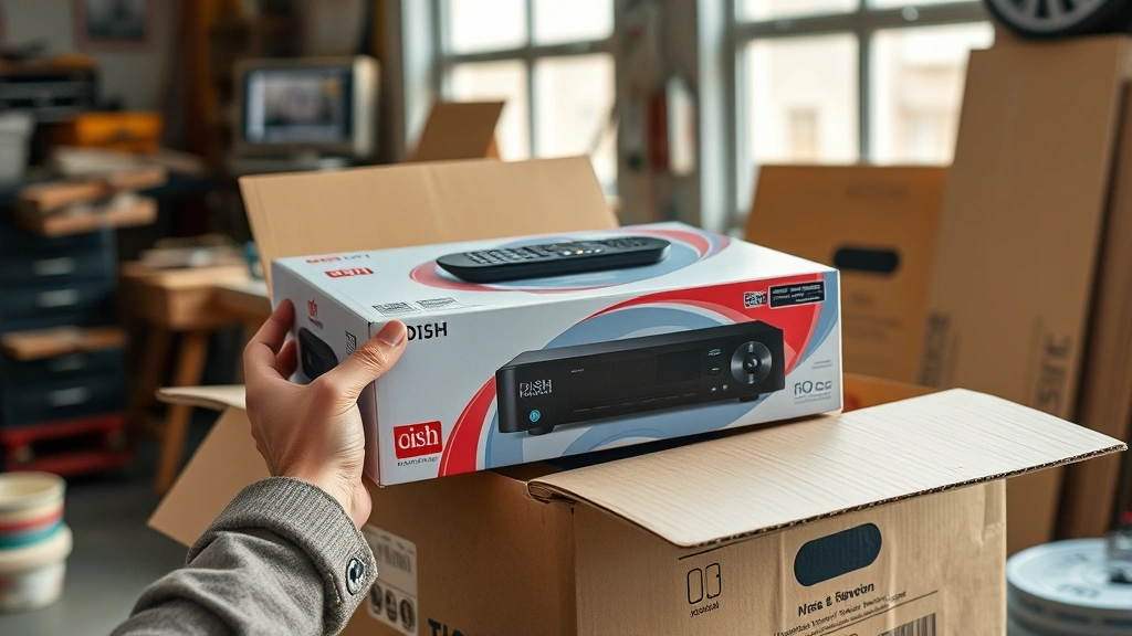 how to cancel dish network -
Photorealistic hands holding DISH Network receiver box and remote control, pers