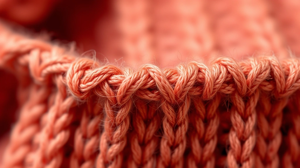 how to cast off knitting -
Photorealistic close-up macro photography of cast-off edge detail on finished k