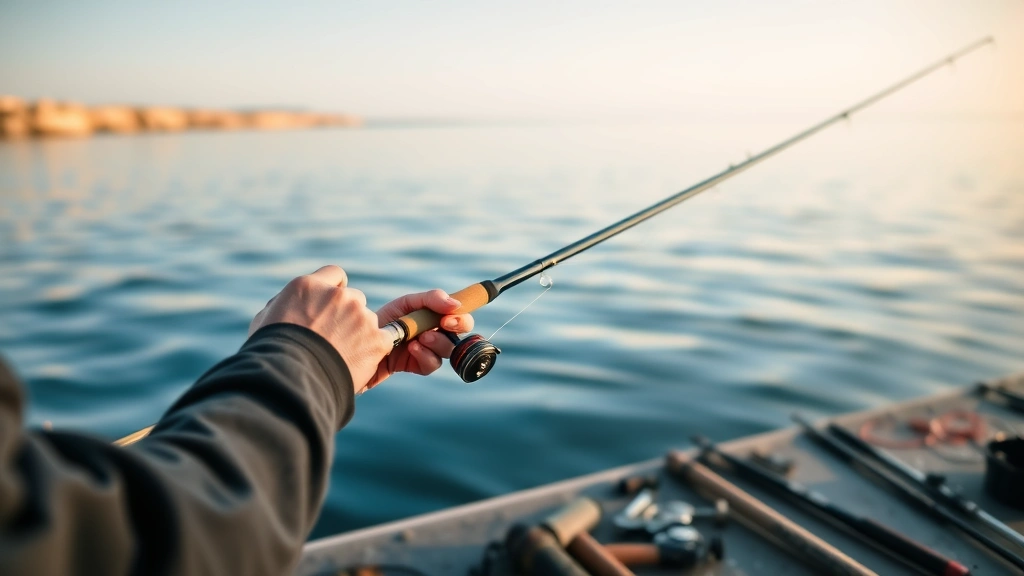 how to catch green otter palia -
photorealistic hands working casting a fishing rod into calm blue water at Baha
