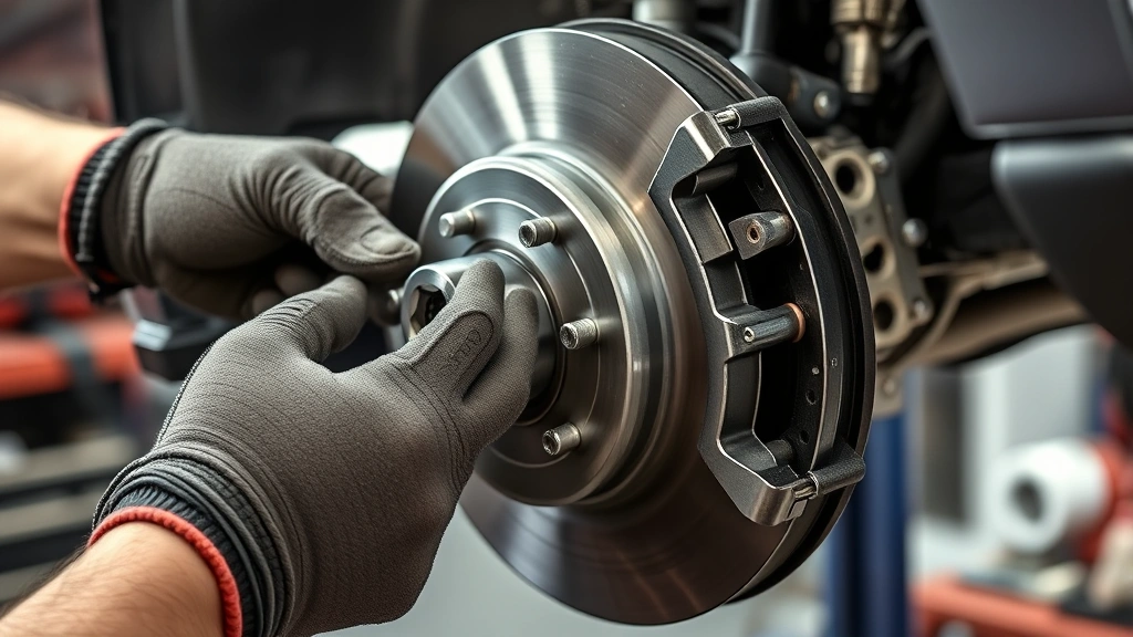 how to change brake pads -
photorealistic hands working on brake caliper removal using socket wrench and t