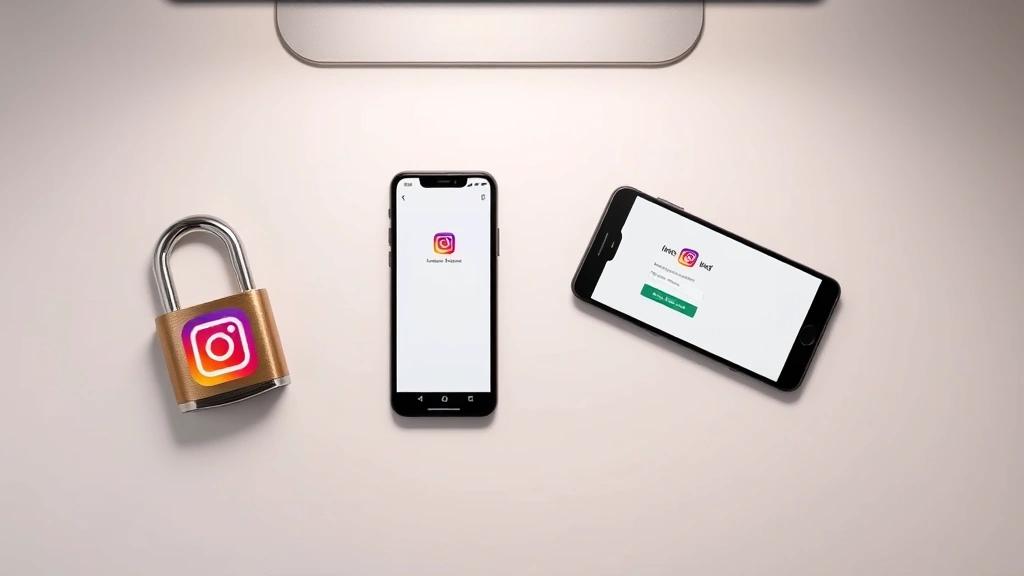 how to change ig pw -
Photorealistic flat lay of security items – smartphone with Instagram ope
