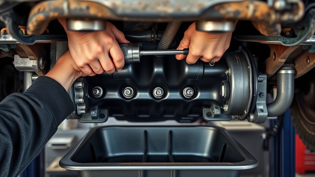 how to change transmission fluid -
Photorealistic hands working on a transmission pan removal under a vehicle, mec