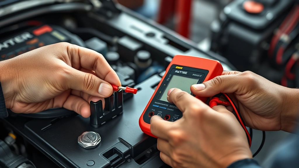 how to check alternator -
Photorealistic hands working with a digital multimeter testing battery terminal