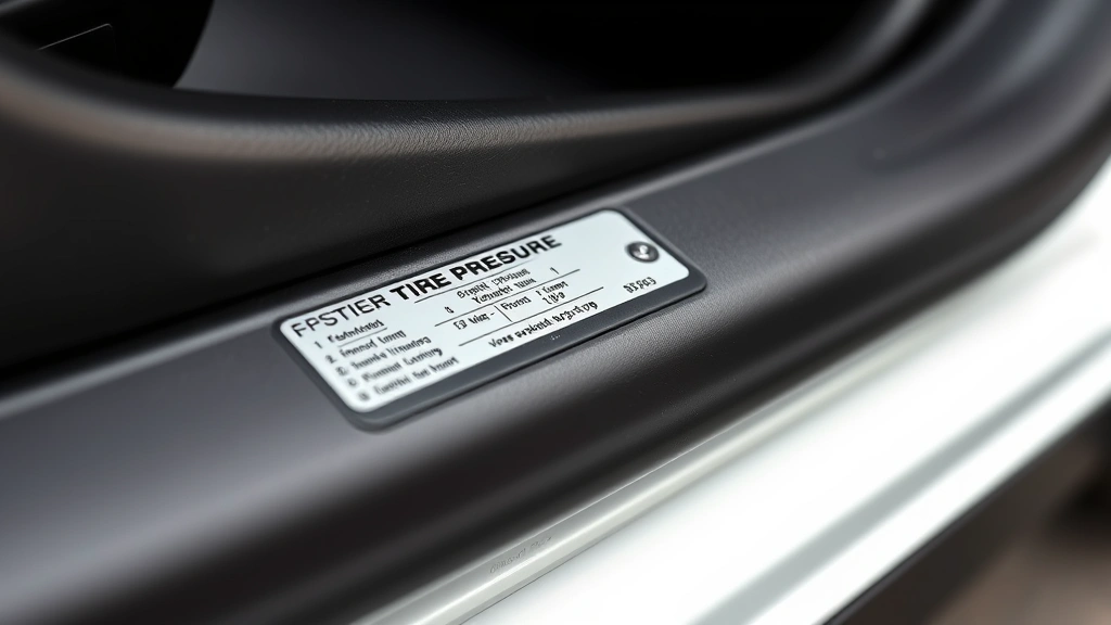 how to check tire pressure -
Photorealistic driver’s side door jamb of a vehicle showing tire pressure