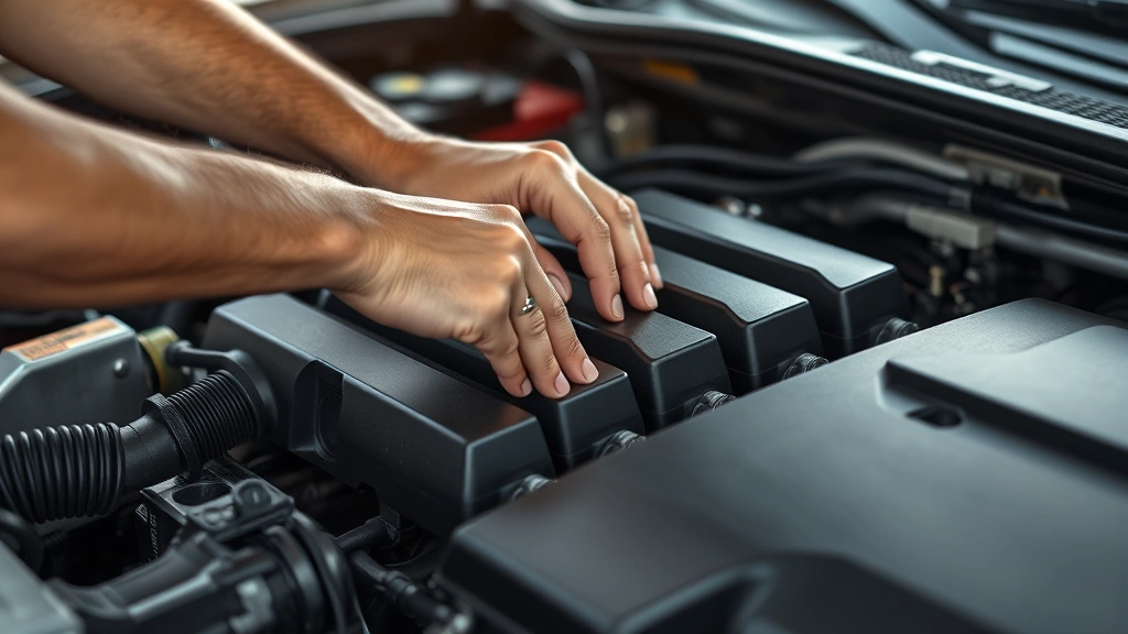 how to check transmission fluid level -
photorealistic hands working on a car engine bay