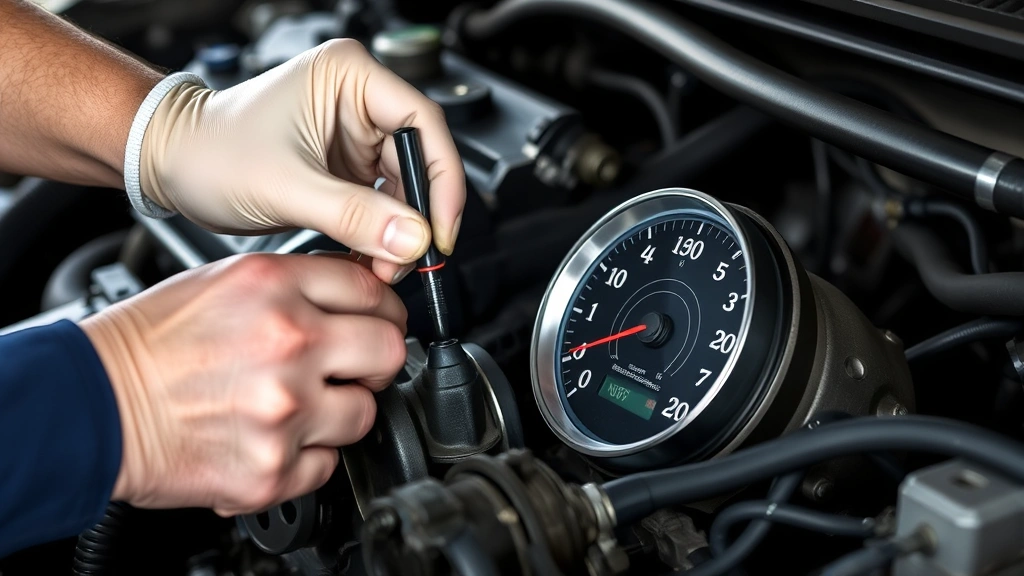 how to check transmission fluid level -
mechanic checking transmission fluid dipstick