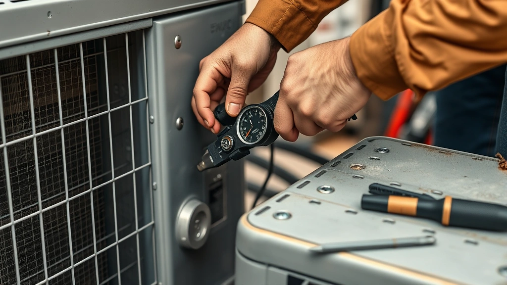 how to choose a heating and air conditioning contractor -
Photorealistic hands of HVAC technician working on an air conditioning unit out