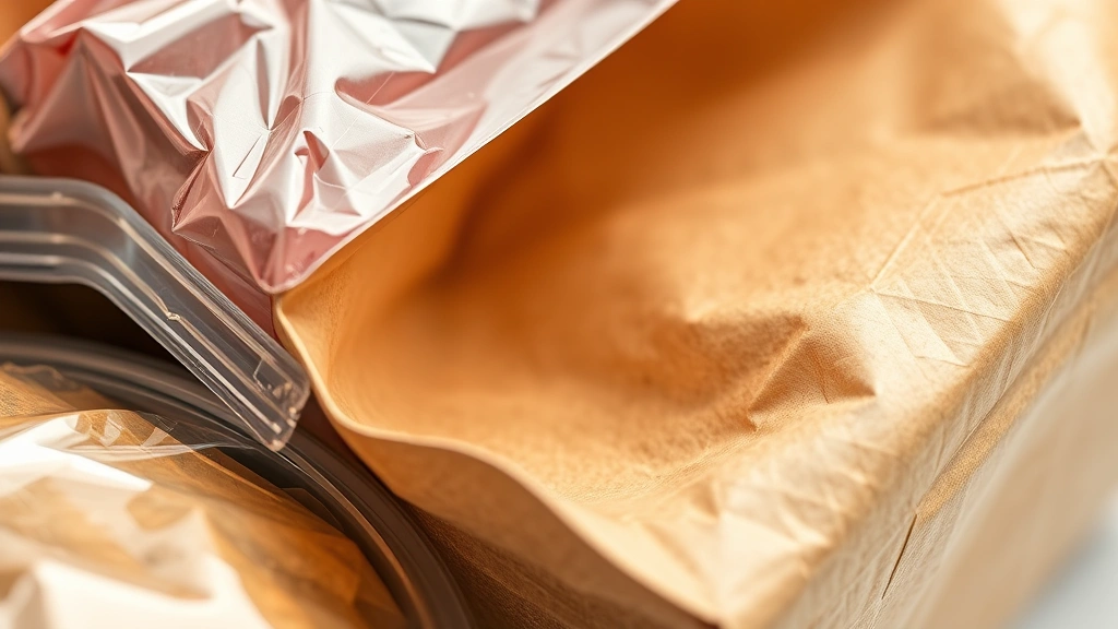 how to choose the right food packaging for your product -
Photorealistic close-up macro shot of food packaging materials showing texture 