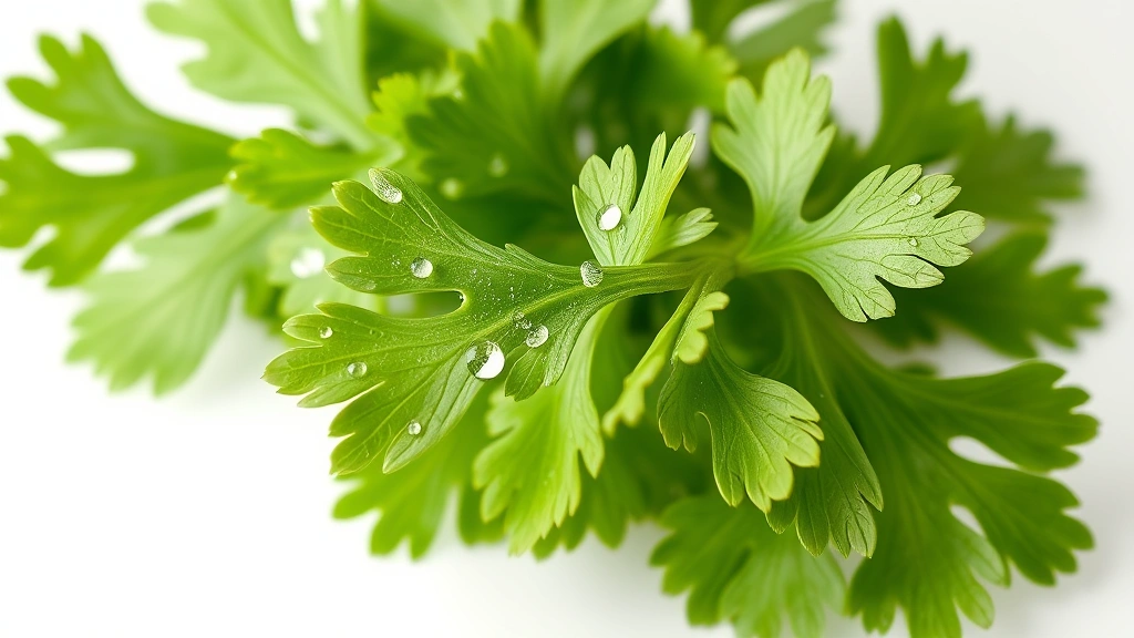 how to chop parsley -
photorealistic close-up macro photography of fresh flat-leaf parsley leaves wit