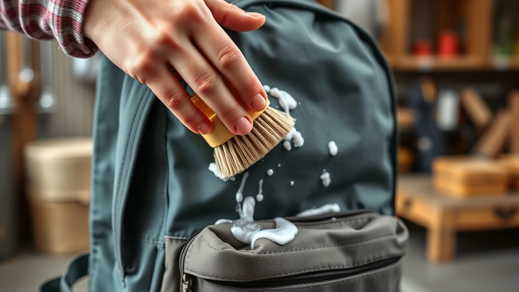 how to clean a backpack -
Photorealistic hands working on cleaning a backpack exterior with soft brush an