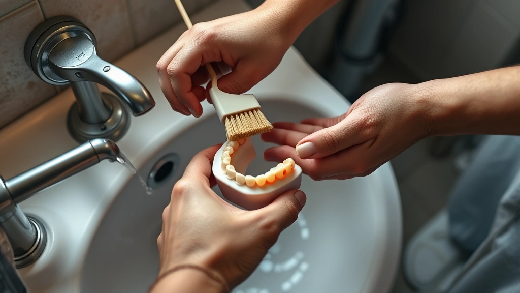 how to clean a retainer -
Photorealistic hands working gently brushing a retainer with a soft-bristled br