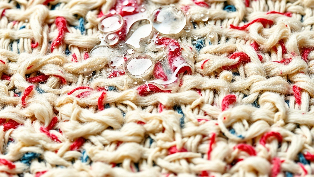how to clean a rug -
Photorealistic close-up macro photography of rug fibers being cleaned, water dr