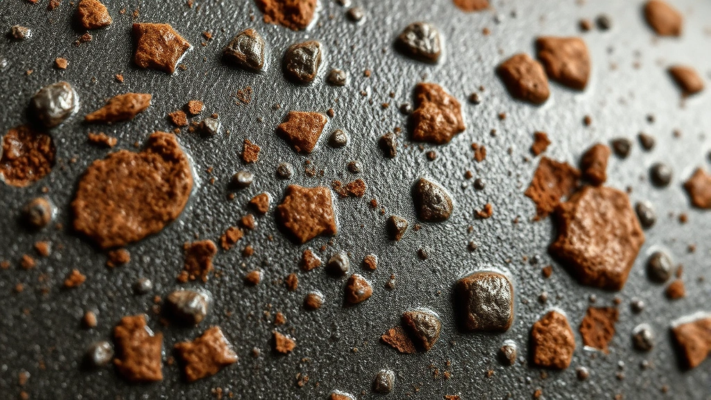 how to clean a rusty cast iron skillet -
photorealistic close-up macro photography of cast iron surface texture showing