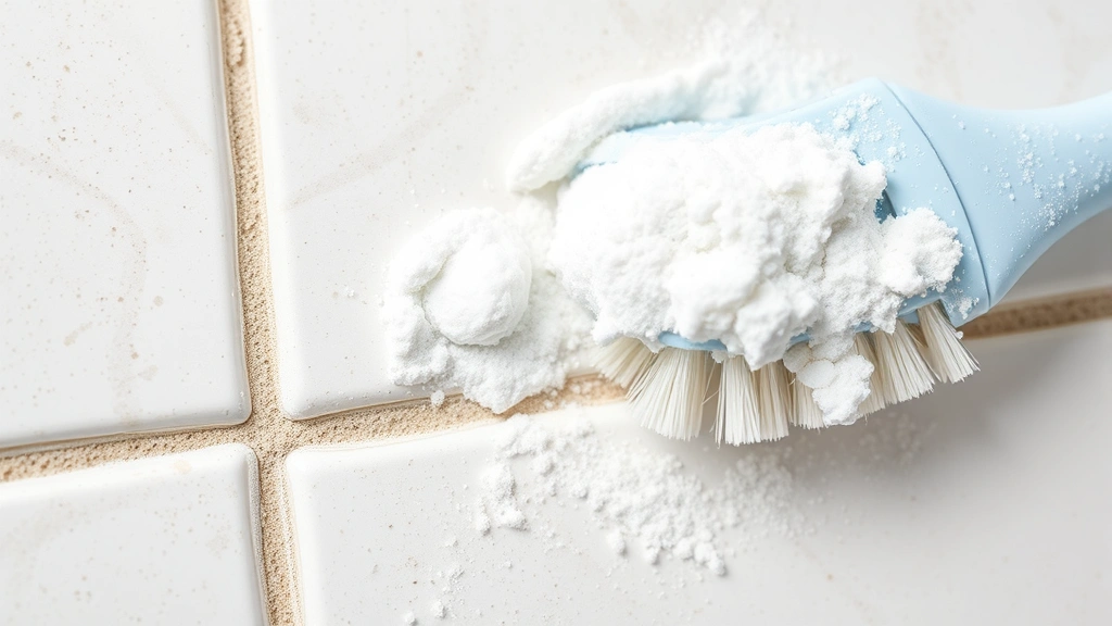 how to clean bathroom -
Photorealistic close-up macro photography of bathroom tile grout with cleaning 
