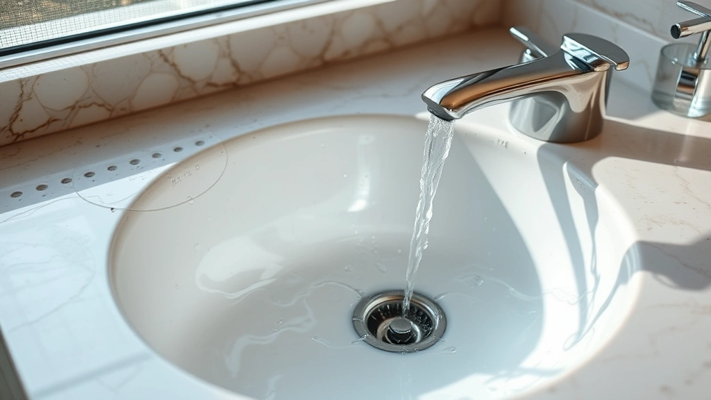 how to clean bathroom sink drain -
water visible in sink
