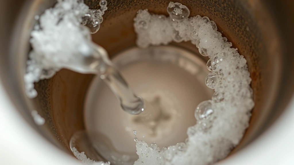 how to clean bathroom sink drain -
photorealistic close-up macro photography of baking soda and white vinegar mixt