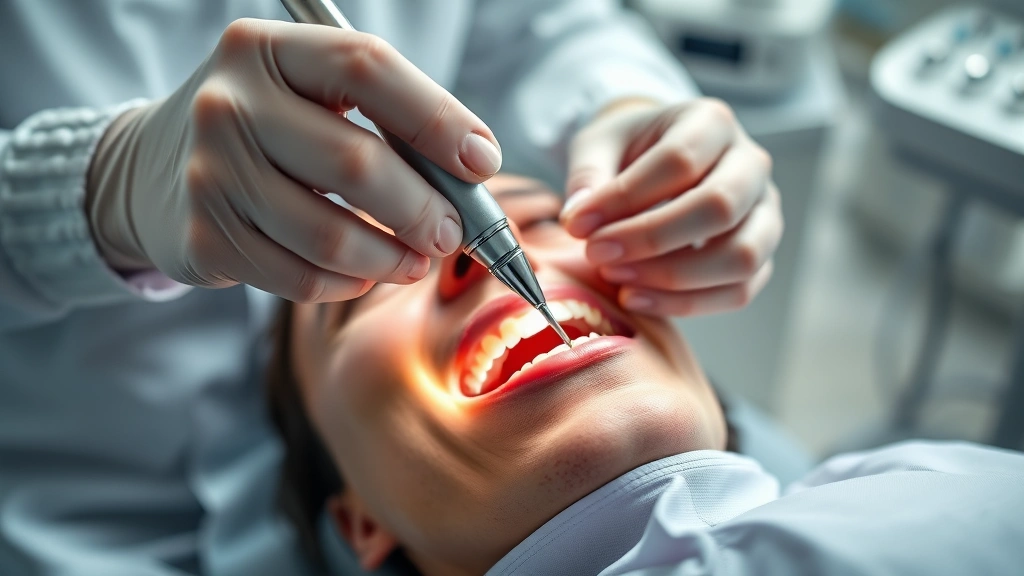 how to clean calculus from teeth -
Photorealistic hands of dental professional using ultrasonic scaler on patient&