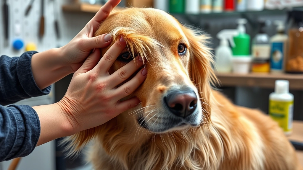 how to clean dog ears -
Photorealistic hands gently massaging the base of a golden retriever’s ea