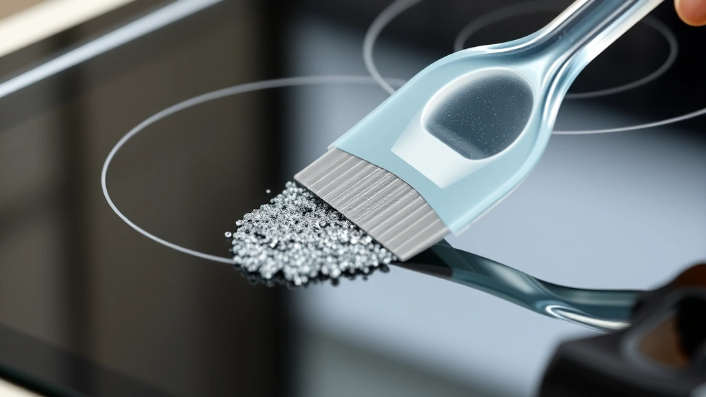 how to clean electric stove top -
photorealistic close-up macro photography of a glass cooktop surface being clea