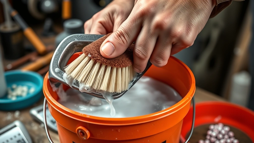 how to clean golf clubs -
Photorealistic hands working showing someone scrubbing golf club grooves with a