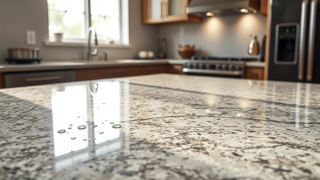 how to clean granite countertops -
Photorealistic finished granite countertop gleaming under professional lighting