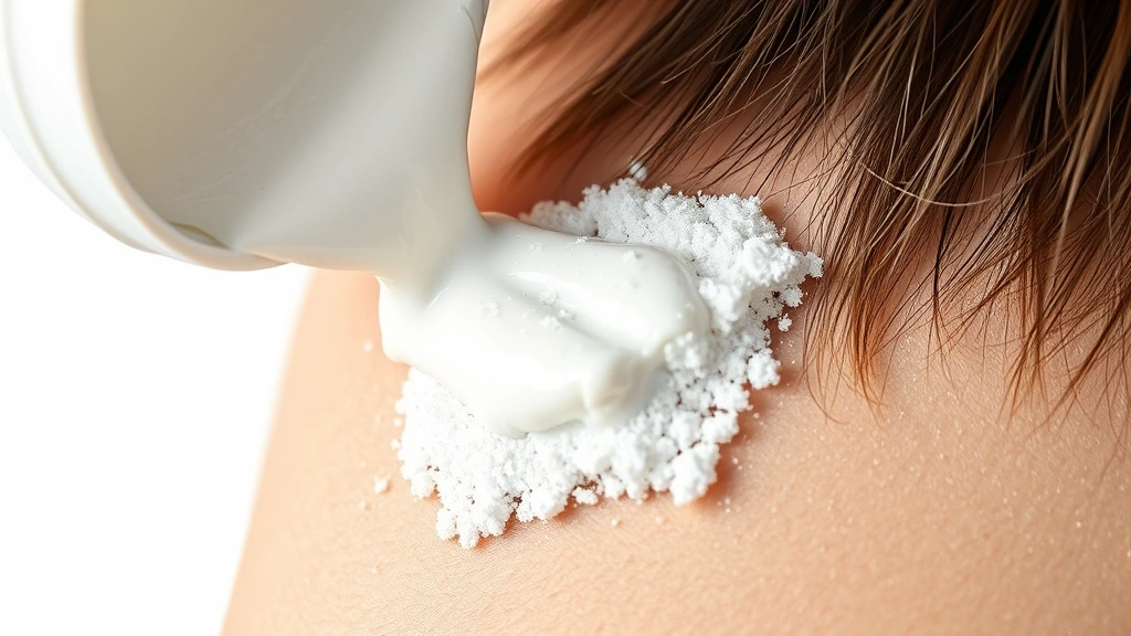 how to clean hair dye off skin -
Photorealistic close-up macro photography of baking soda paste being applied to