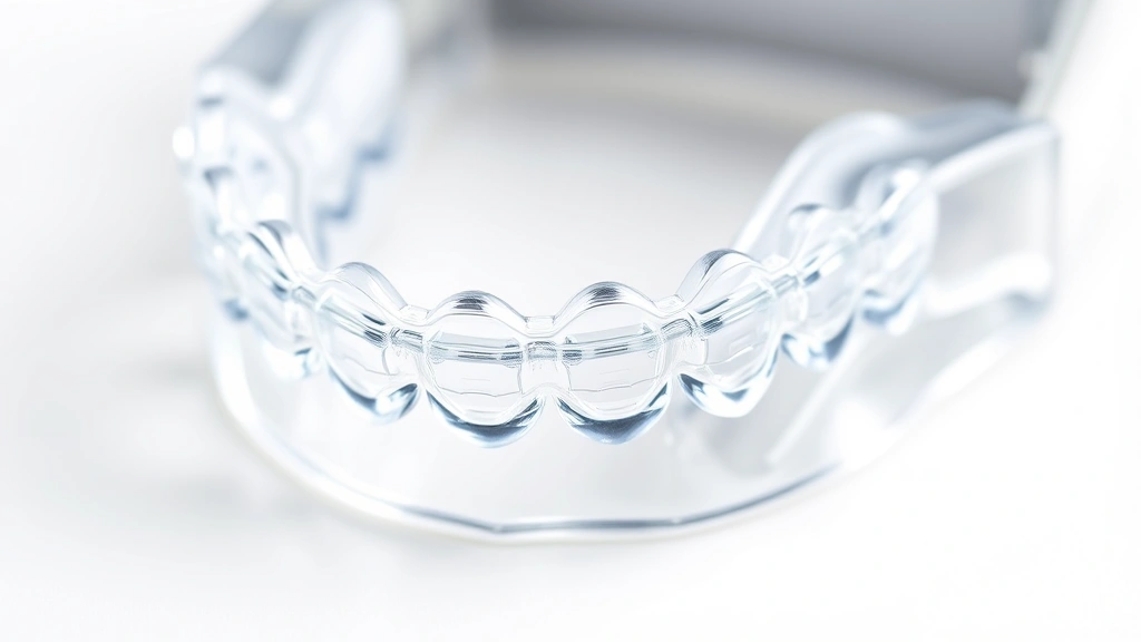 how to clean invisalign retainers -
Photorealistic macro close-up of a single Invisalign retainer showing crystal-c