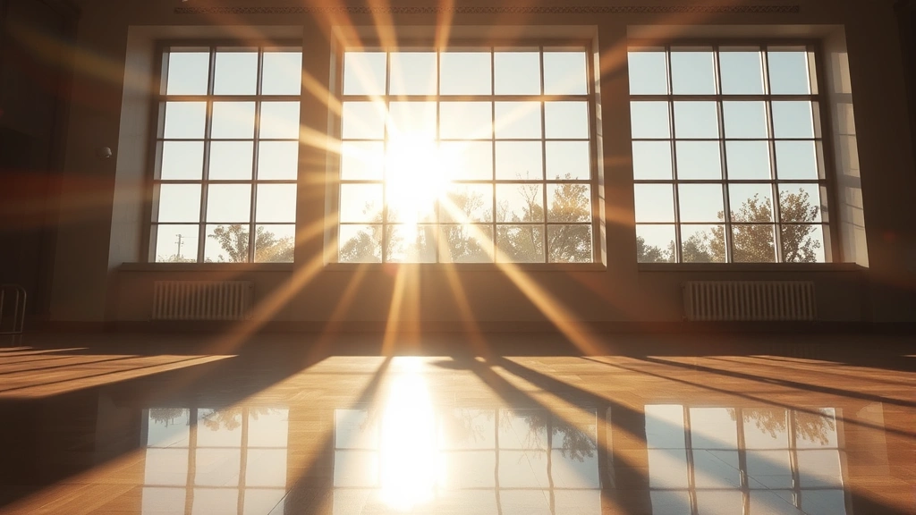 how to clean laminate floors -
sunlight streaming through windows creating reflections on the polished surface