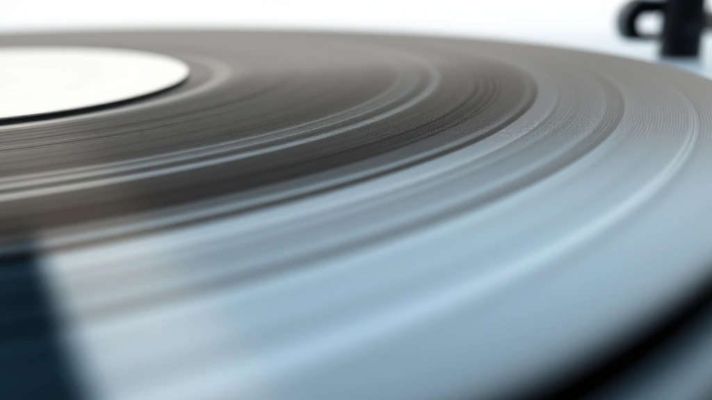 how to clean lps -
Photorealistic macro close-up of vinyl record grooves at 45-degree angle, cryst
