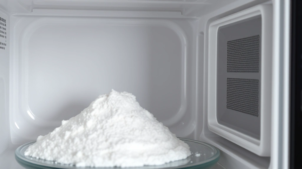 how to clean microwave -
photorealistic close-up macro photography of baking soda paste texture on micro