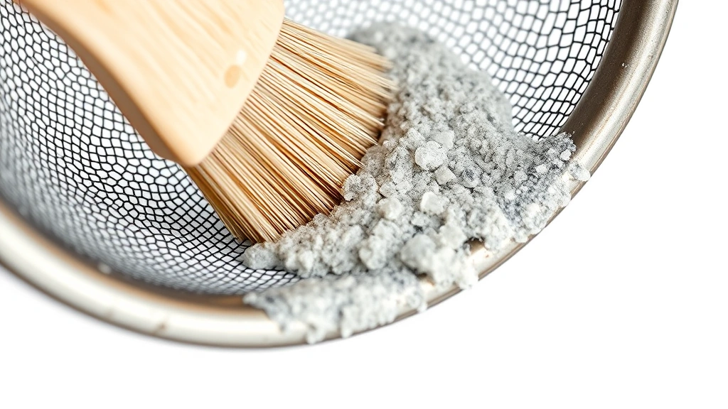 how to clean ninja coffee maker -
photorealistic close-up macro photography of filter basket mesh with mineral de