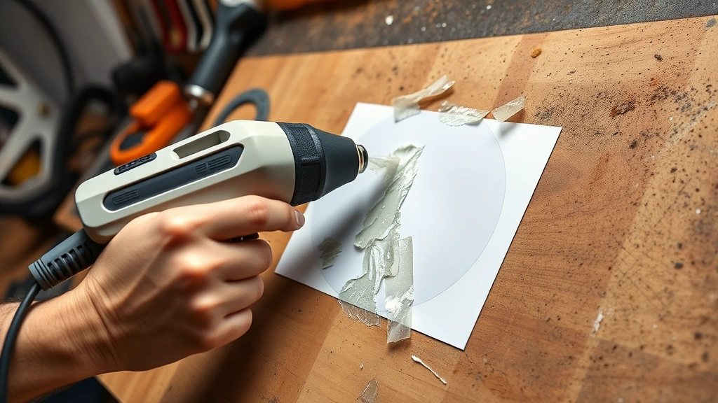 how to clean off sticker residue -
Photorealistic hands working using a heat gun on a sticker residue area, worksh