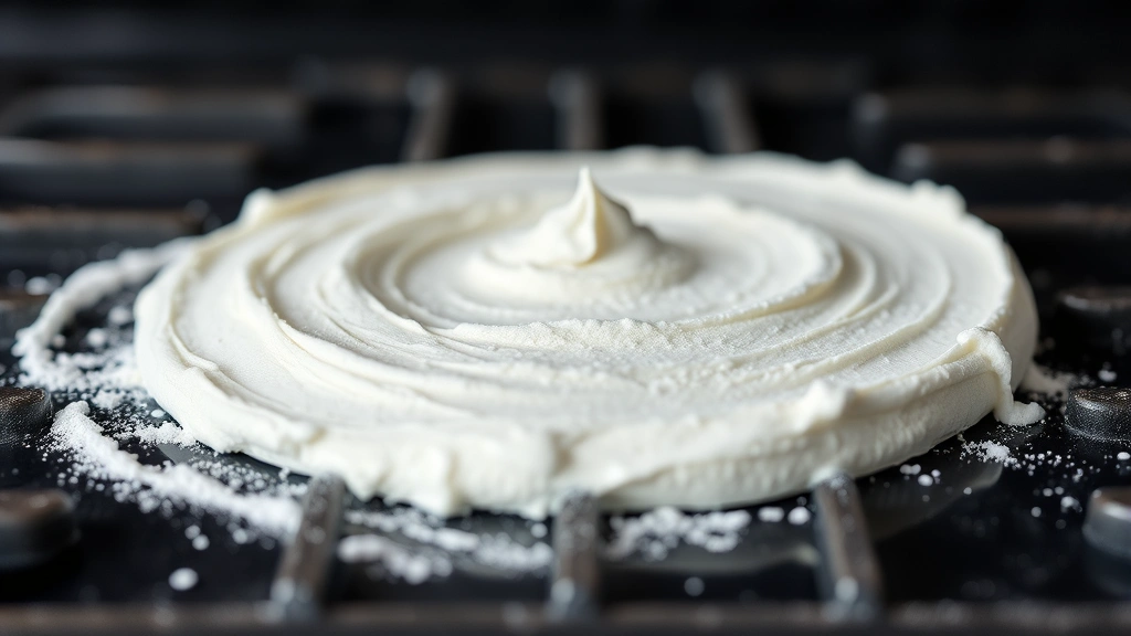 how to clean oven -
photorealistic close-up macro photography of baking soda paste texture on oven 
