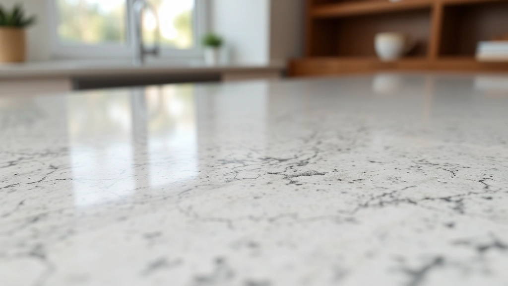 how to clean quartz countertops -
Photorealistic close-up macro photography of quartz countertop surface texture 