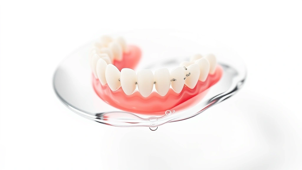 how to clean retainers -
Photorealistic close-up of retainer soaking in clear solution with vinegar and 