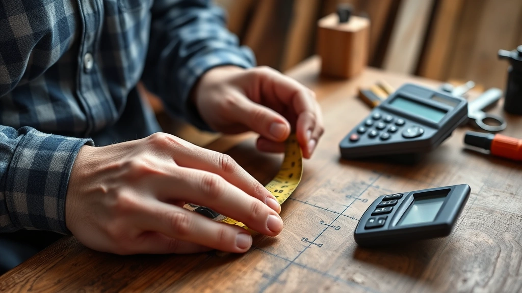 how to find displacement -
Photorealistic hands working with measuring tape and calculator calculating dis