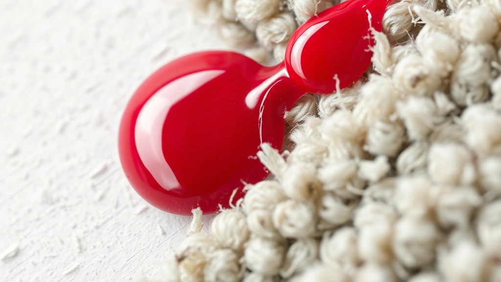 how to get nail polish out of carpet -
Photorealistic close-up macro photography of nail polish stain on carpet fibers