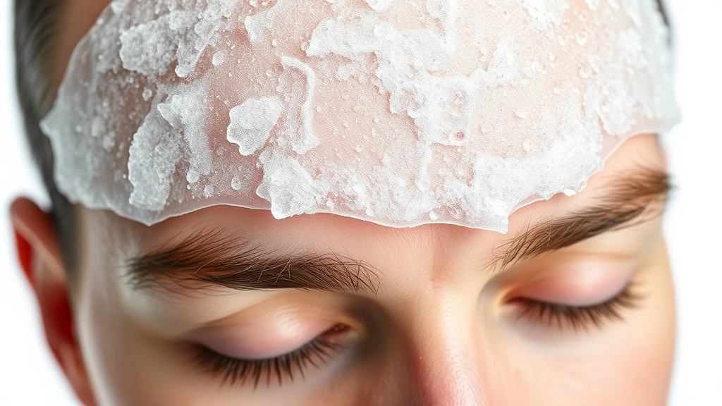 how to get rid of a headache in 2 minutes -
photorealistic close-up of ice pack on forehead, macro photography, sharp focus