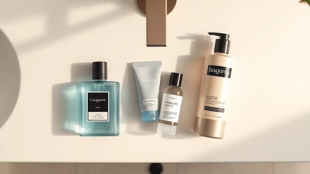 how to make cologne last longer -
Overhead flat-lay photorealistic image of cologne bottle next to moisturizer an