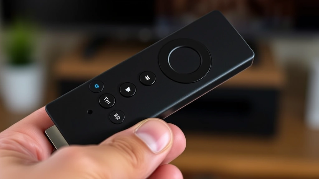 how to restart firestick - Close-up of a hand holding an Amazon Firestick remote
